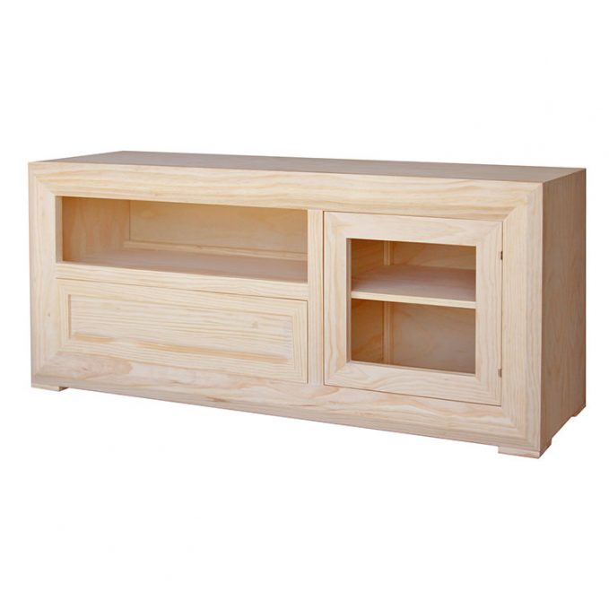 ▷ Mesa tv 120x60 cm. madera pino crudo modelo Austria, sin pintar