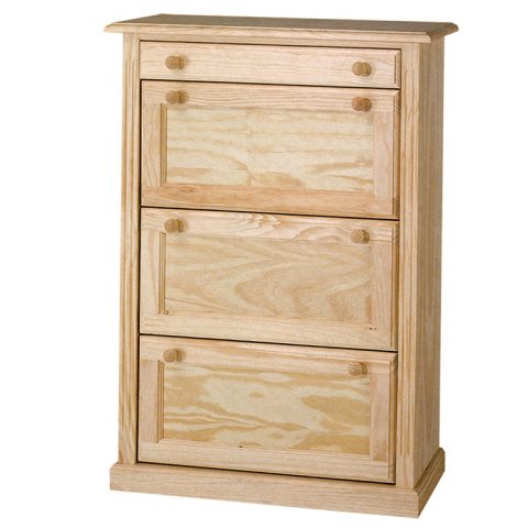 Zapatero 3 puertas abatibles madera pino crudo, sin pintar | Compra