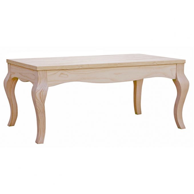 Mesa centro fija 110 cm. madera pino crudo modelo Isabelino