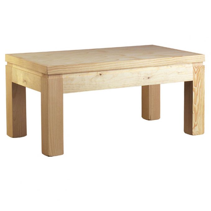 Mesa centro 110 y 60 cm. madera pino crudo modelo Cantabro