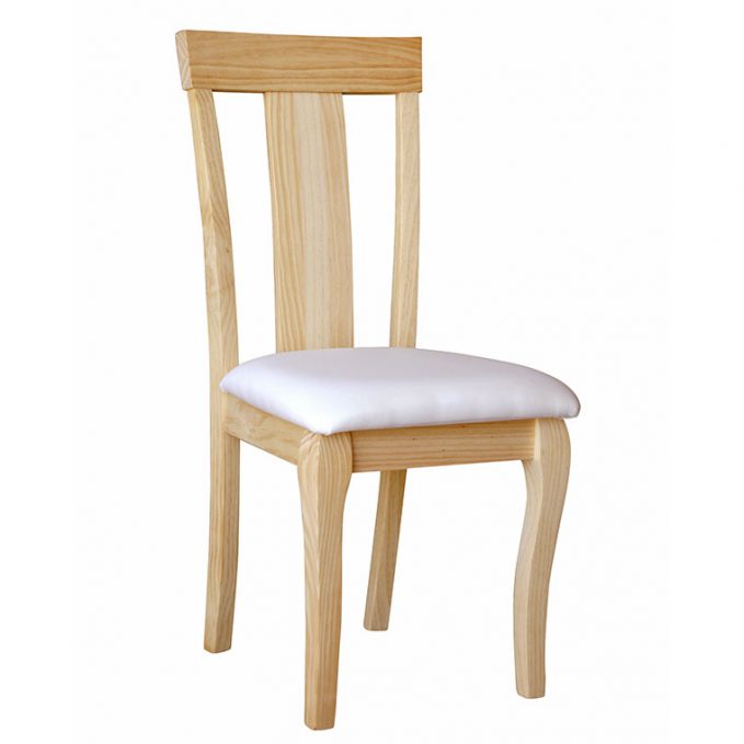 Silla modelo Valencia asiento pretapizado madera pino crudo