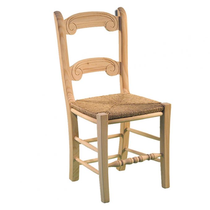 Silla modelo Rondeña asiento enea madera pino crudo