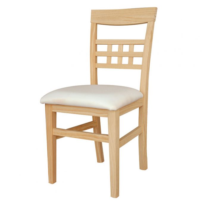 Silla modelo Huesca asiento pretapizado madera pino crudo