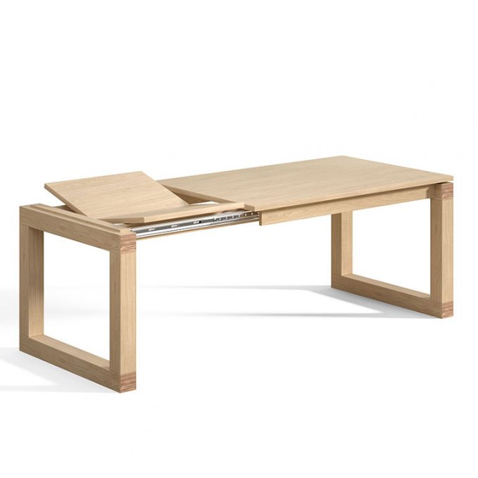 Mesa extensible 120, 140 y 160 cm. madera pino crudo modelo Cubo